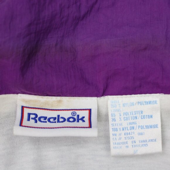 VTG Reebok Windbreaker Mens Medium Purple/Blue/Black Spell Out Jacket Coat - Picture 9 of 14